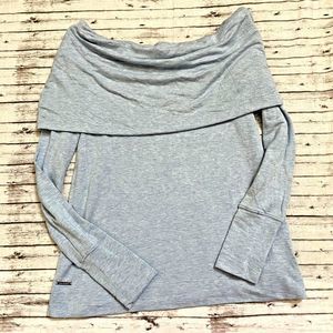 Lilly Pulitzer Womens Belinda Off The Shoulder Heather Blue Pullover Top Size XS